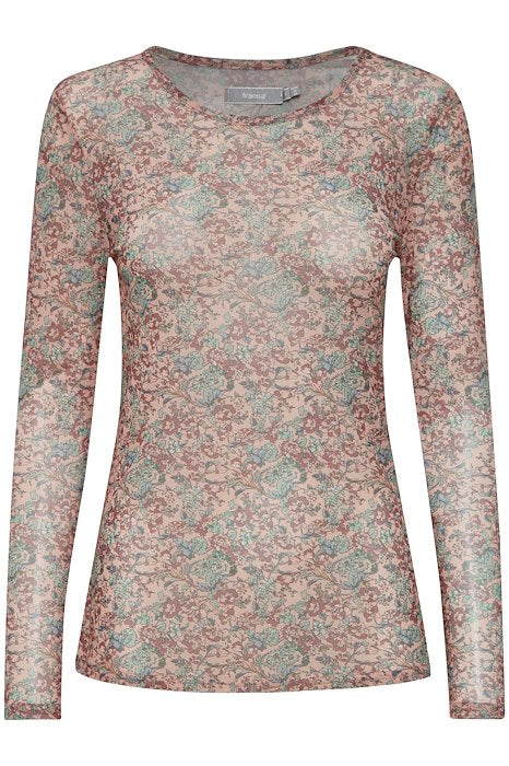 FRANSA DETA MISTY ROSE MESH BLUSE